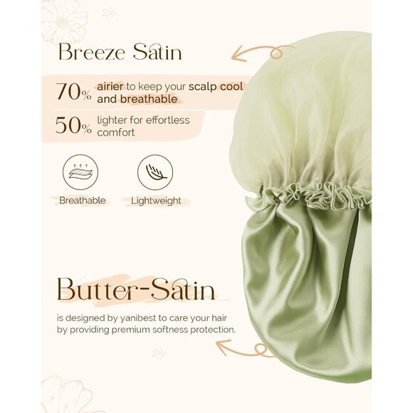 Sleep Bonnet Breathable Mesh and Satin Hair Cap for Curly Straight Hair main image 6